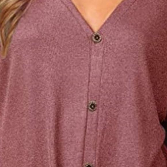 𝅺med-iwollence | Women's Waffle Knit Tunic Blouse Tie Knot | Short Sleeve - Picture 3 of 3